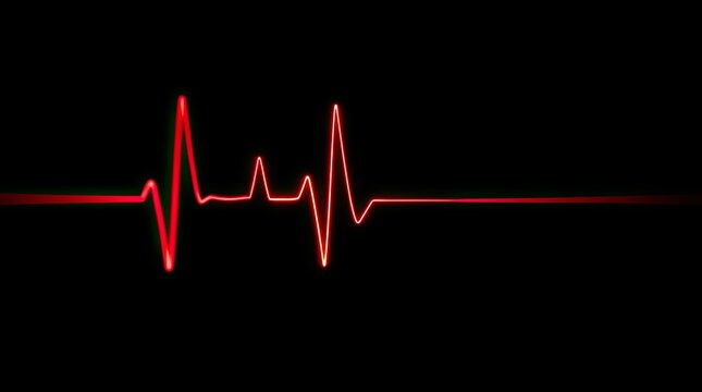 Red heartbeat lines pulse across a black background representing vital signs often seen in medical settings evoking a sense of life and health monitoring