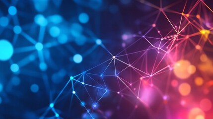 Obraz premium Abstract Network Connection with Glowing Nodes and Lines