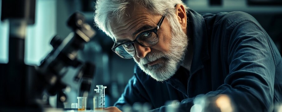 Senior male researcher carrying out scientific research in a lab