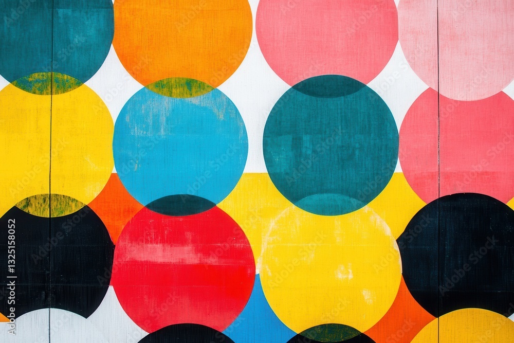 Leinwandbilder vibrant geometric pattern featuring interlocking circles in bold primary colors for a modern backgro