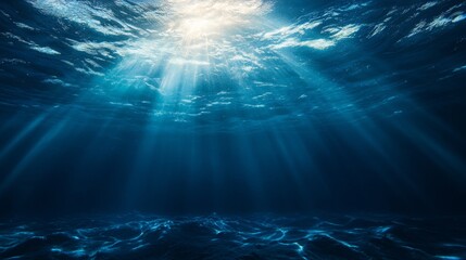 Underwater Sunlight Rays Illuminating Deep Ocean Floor