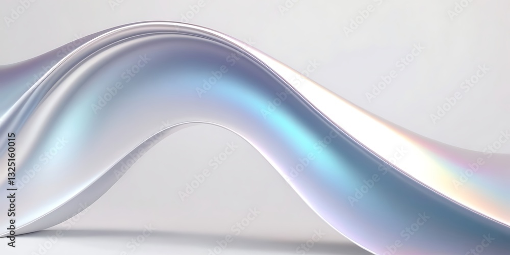 Poster pastel silver iridescent fluid abstract image with vibrant colors in a smooth, flowing style on a so