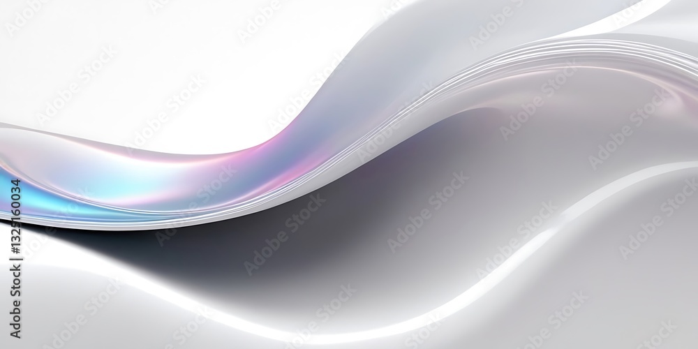 Poster pastel silver iridescent fluid abstract image with vibrant colors in a smooth, flowing style on a so