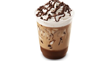 Iced Mocha Frappe A chilled coffee frappe with a rich chocolate drizzle and whipped topping