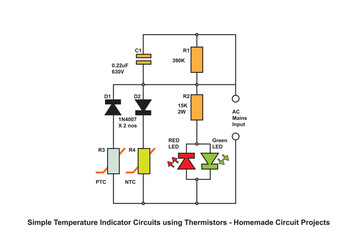 Simple Temperature Indicator Circuits using Thermistors - Homemade Circuit Projects