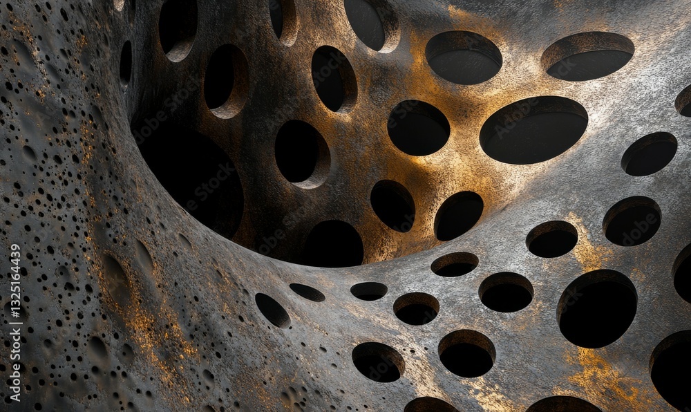 Aufkleber textured surface with circular holes, creating intricate pattern