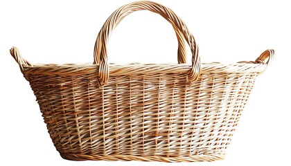 Obraz premium Empty brown wicker basket isolated on white background