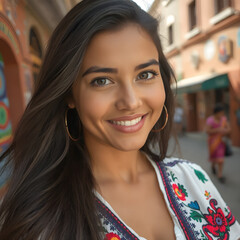 Belleza Auténtica: Joven Mexicana con Detalles Tradicionales