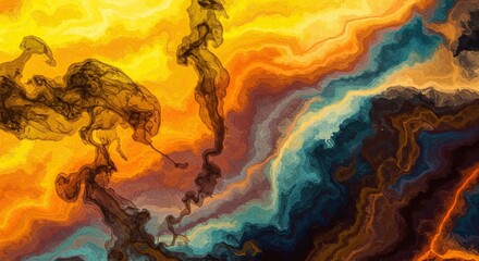Naklejka premium Vibrant abstract fluid art with dynamic colors and energetic patterns
