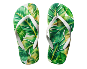 green flip flops isolated