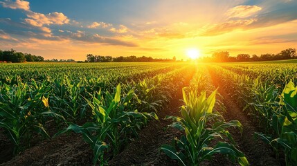 Agriculture plantation of corn or maize field at countryside green natural farm.
