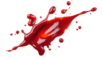 vibrant splash of red liquid resembling blood with droplets scattered around emphasizing a dynamic and dramatic visual effect