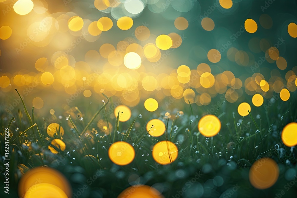 Poster vibrant yellow bokeh background with glowing hazy colors and soft light effects