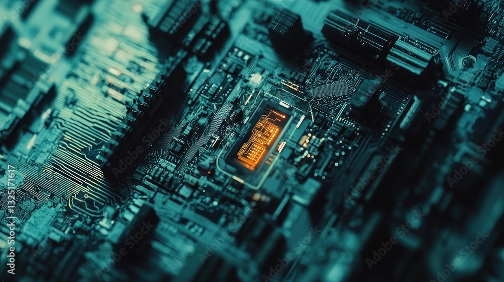 Aufkleber close-up of a computer motherboard's central processing unit (cpu).