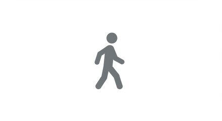 Obraz premium Minimalistic gray walking person icon on white background