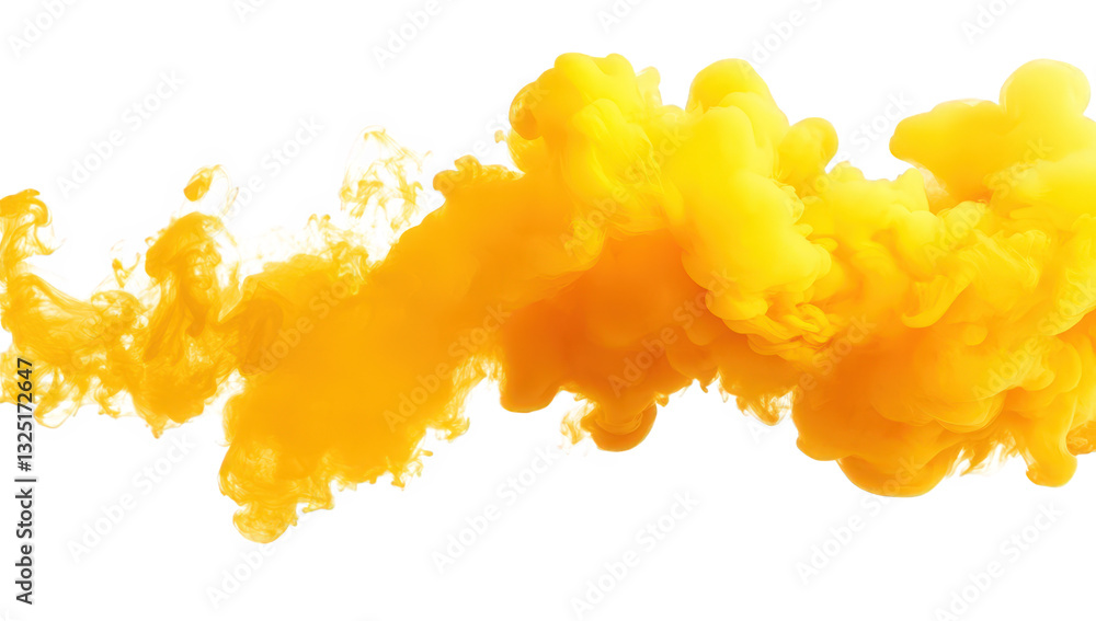 Poster a vibrant swirl of yellow smoke against a white background creating a dynamic visual effect that can