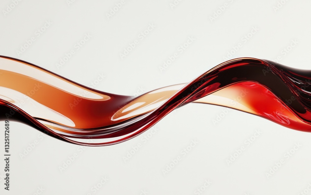 Poster abstract image of a flowing, dark red liquid against a white background. the liquid forms a dynamic,
