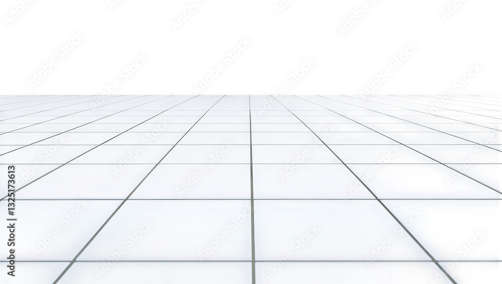 Poster a minimalist space featuring a reflective tiled floor and a blank light-colored background creating 