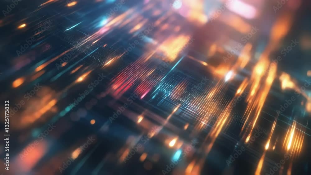 Aufkleber complex data streams flow across a futuristic interface, representing an innovative manufacturing pr