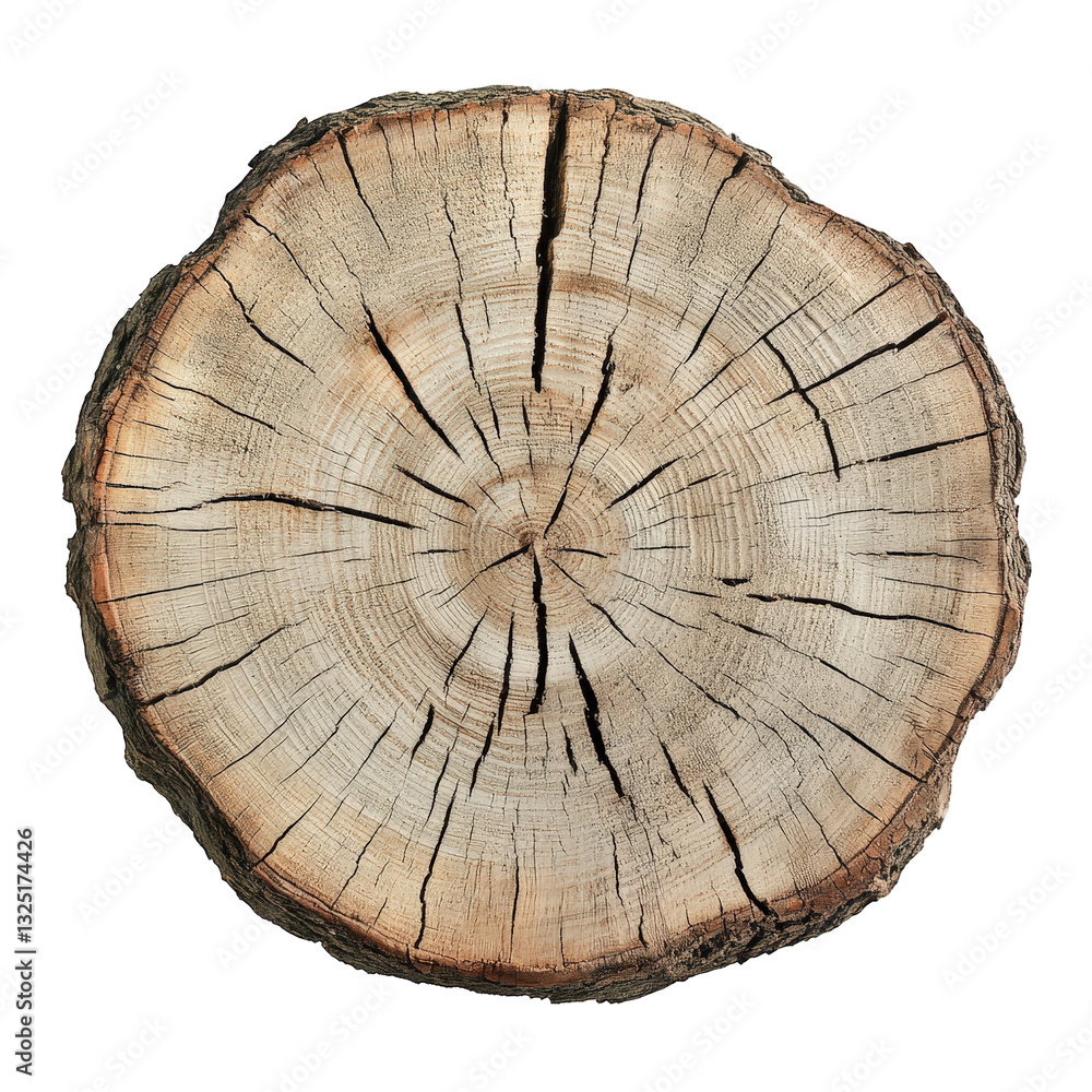 Poster cross-section of a tree trunk showcasing its intricate rings and natural textures highlighting the a