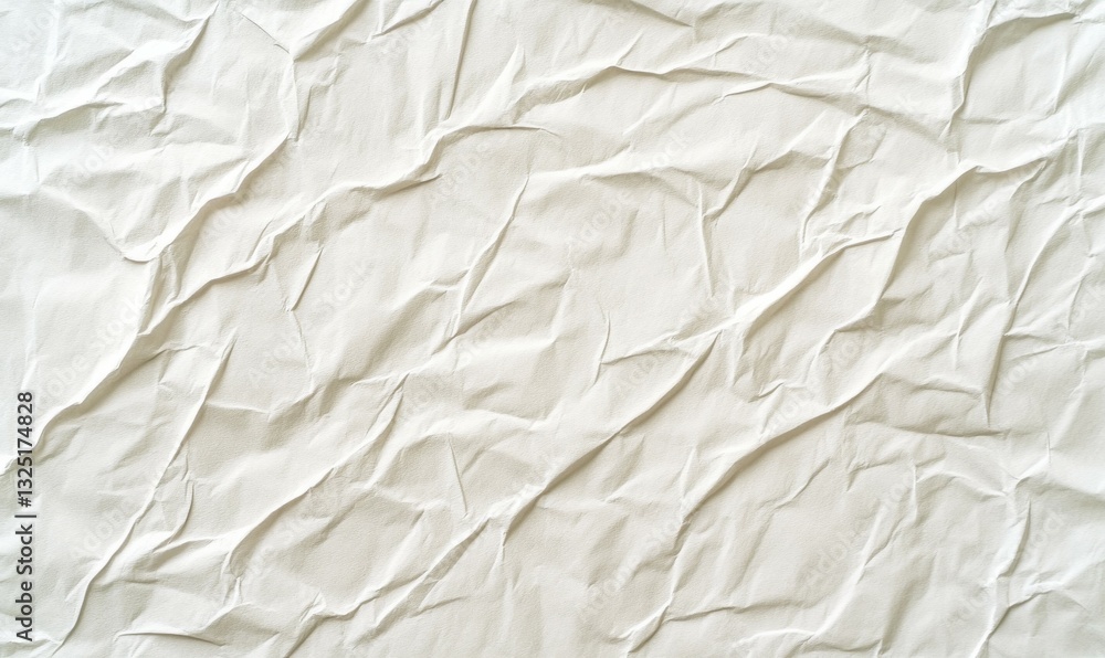 Poster white paper sheet texture background with crumpled wrinkled and rough pattern, empty blank paper pag