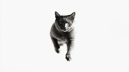 Obraz premium Cute running cat on a white background, isolated