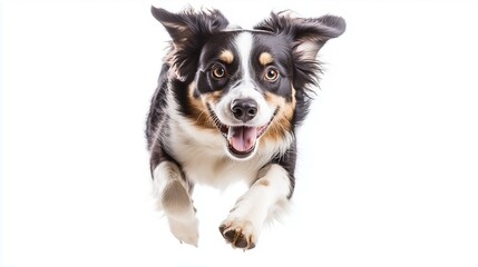 Cute running dog on a white background, isolated