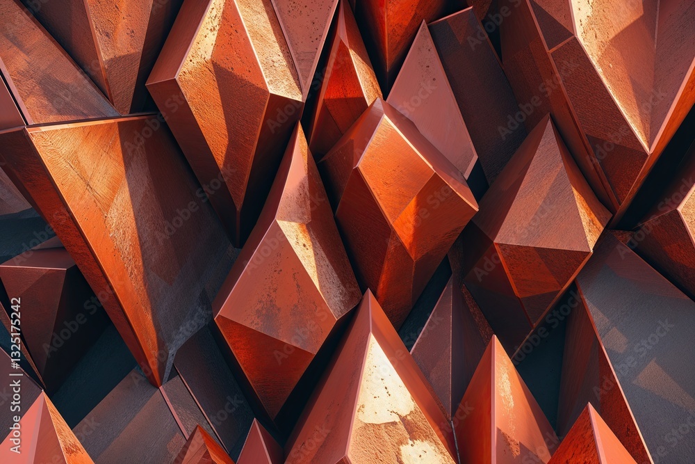Poster Dynamic Copper and Rust Geometric Angular Design for Modern Aesthetics