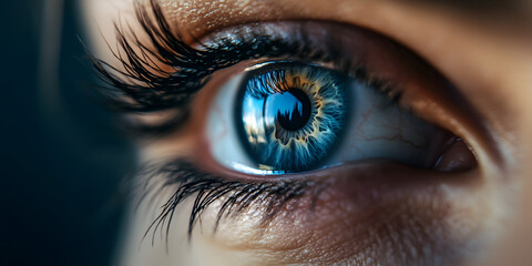 Fototapeta premium Close-up Eye Photography, Detailed Iris Image, Colorful Eye Close-up, Macro Eye Picture, High-Resolution Eye Shot