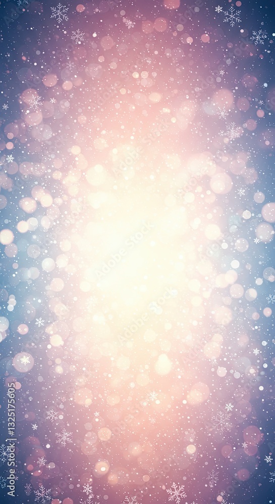 Poster magical light bokeh with snowflakes on gradient background