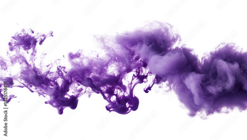 Poster swirling purple smoke or vapor against a white background creating an ethereal and dynamic visual ef