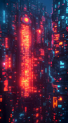 Fototapeta premium Futuristic Night City Glowing Lights