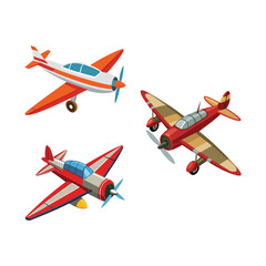 a flat illustration of an airplane, a vintage plane with wings