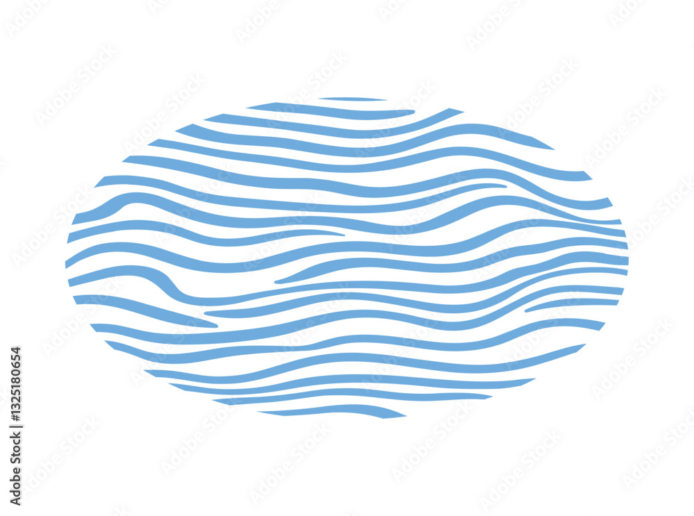 Poster blue wave lines pattern in oval shape design