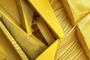 Obraz premium Vibrant Yellow Abstract Illusion Background Featuring Geometric Lines and Textured Design