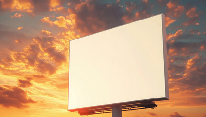 Marketing Billboard. Empty Large Format Sign against a Sunset Evening Sky. Mockup Template. 
