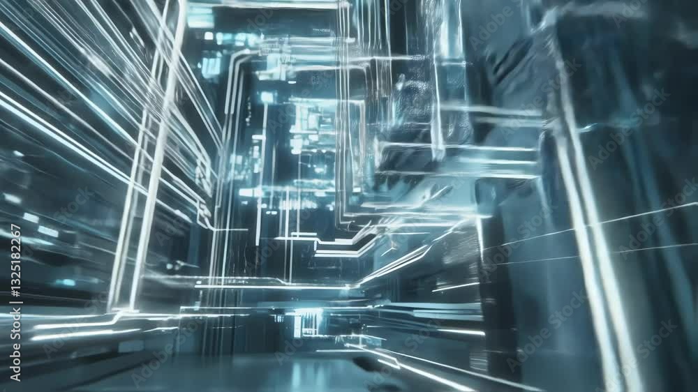 Poster complex quantum computer circuitry processes data, glowing with intricate connections and futuristic