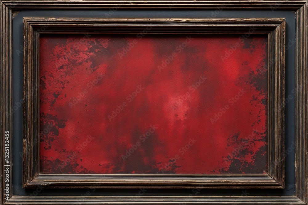 Poster textured aged red canvas with dark muted frames for artistic background use