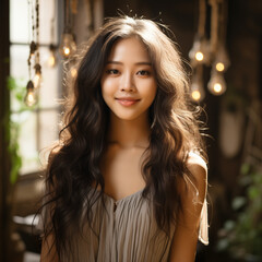 Fototapeta premium 긴 헤어스타일이 잘 어울리는 여성