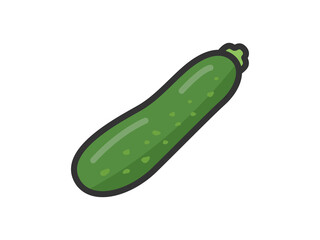 緑色のズッキーニのアイコン（線画カラー）のイラスト