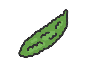ゴーヤーのアイコン（線画カラー）のイラスト