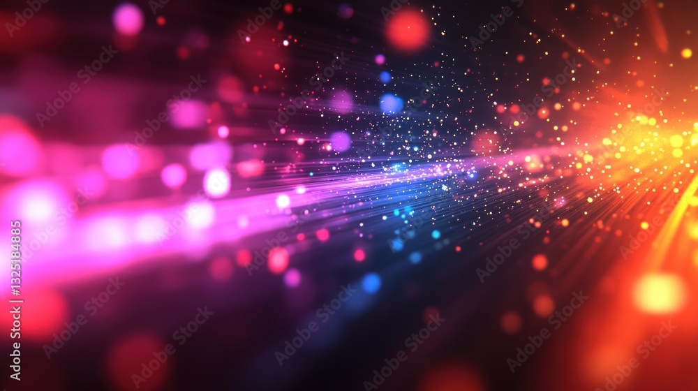 Wall mural colorful abstract particles exploding in dark space