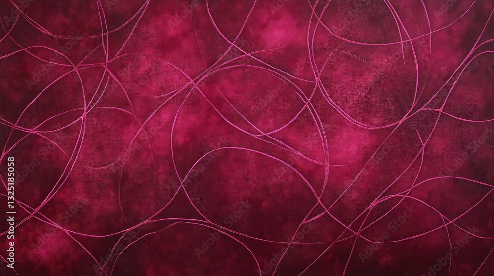 Aufkleber abstract crimson canvas with intertwined linear patterns deep red hues elegant swirling design moder