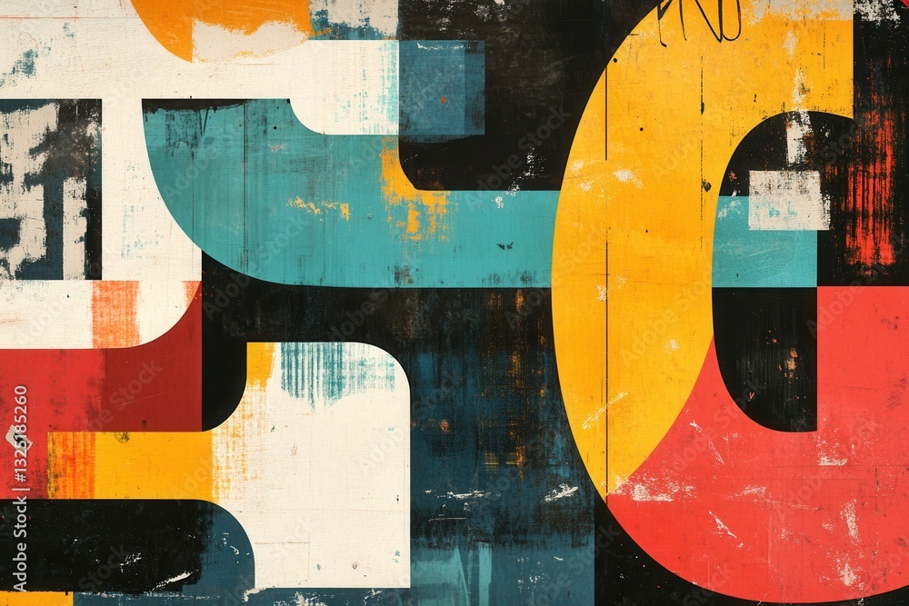 Leinwandbilder bold modern typographic background with oversized abstract text featuring strong color contrasts and