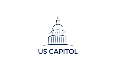 US capitol icon line stroke, capitol logo vector.