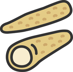 山芋のアイコン（線画カラー）のイラスト