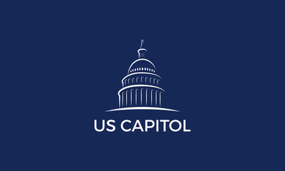 US capitol icon line stroke, capitol logo vector.