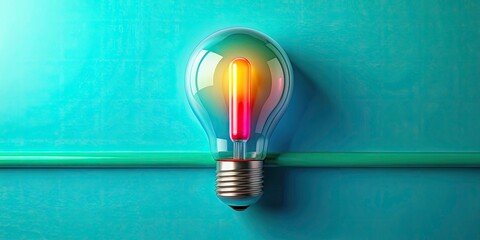 Playful Lightbulb Loading Animation, Turquoise Background, Creative Innovation,  Digital Art,  Loading Indicator Design