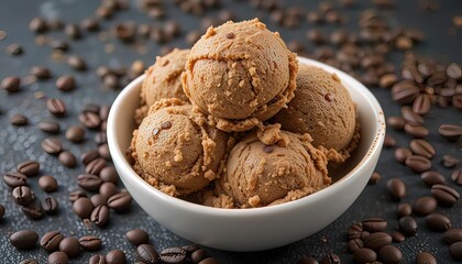 Fototapeta premium Coffee Bliss: Creamy Coffee Ice Cream with Roasted Beans