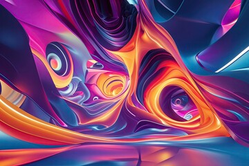 Vibrant Immersive Abstract Digital Art with Contemporary Effects and Aesthetic Appeal